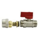 Golyóscsap mini pexAlpex csőhöz 16x1/2" PN10 /PIROS/