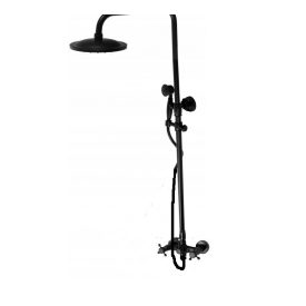 Retro matt fekete zuhany csaptelep esőztetővel